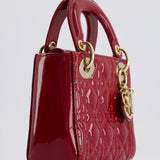 Dior Mini Lady Dior Bag In Red Patent Leather and Champagne Gold Hardware RRP £4,200