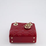 Dior Mini Lady Dior Bag In Red Patent Leather and Champagne Gold Hardware RRP £4,200