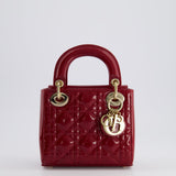 Dior Mini Lady Dior Bag In Red Patent Leather and Champagne Gold Hardware RRP £4,200