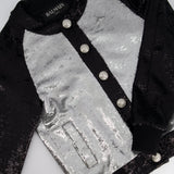 Balmain Black Sequin Panelled Bomber Jacket Size FR 38 (UK 10)