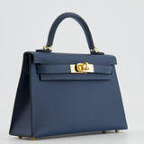 Hermès Mini Kelly II 20cm Bag in Bleu de Prusse Epsom Leather with Gold Hardware