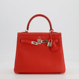 Hermès Kelly 25cm Retourne Bag in Capucine Togo Leather with Palladium Hardware