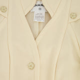 Chanel Cream Wool Jacket with Textured CC Button Details Size FR 38 (UK 10)