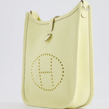 Hermès Mini Evelyne Bag in Jaune Milton Clemence Leather with Palladium Hardware