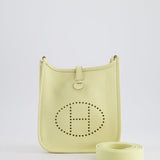 Hermès Mini Evelyne Bag in Jaune Milton Clemence Leather with Palladium Hardware