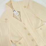 Chanel Cream Wool Jacket with Textured CC Button Details Size FR 38 (UK 10)