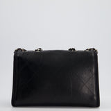 Chanel Black Matelasse Crumpled Calfskin Leather Flap Bag With Silver Hardware and Grosgrain Fabric Detailing