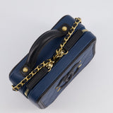 Chanel Navy and Black Small CC Vanity Case Bag in Caviar Leather with Brushed Gold Hardware