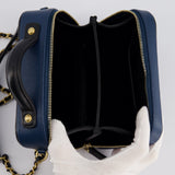 Chanel Navy and Black Small CC Vanity Case Bag in Caviar Leather with Brushed Gold Hardware