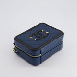 Chanel Navy and Black Small CC Vanity Case Bag in Caviar Leather with Brushed Gold Hardware