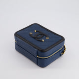 Chanel Navy and Black Small CC Vanity Case Bag in Caviar Leather with Brushed Gold Hardware