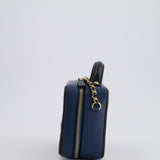 Chanel Navy and Black Small CC Vanity Case Bag in Caviar Leather with Brushed Gold Hardware