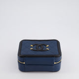 Chanel Navy and Black Small CC Vanity Case Bag in Caviar Leather with Brushed Gold Hardware