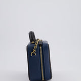 Chanel Navy and Black Small CC Vanity Case Bag in Caviar Leather with Brushed Gold Hardware