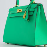 *HOT* Hermes Kelly Sellier 25cm Bag in Vert Comics Epsom Leather and Gold Hardware