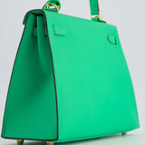 *HOT* Hermes Kelly Sellier 25cm Bag in Vert Comics Epsom Leather and Gold Hardware