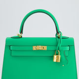 *HOT* Hermes Kelly Sellier 25cm Bag in Vert Comics Epsom Leather and Gold Hardware