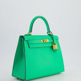 *HOT* Hermes Kelly Sellier 25cm Bag in Vert Comics Epsom Leather and Gold Hardware