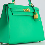 *HOT* Hermes Kelly Sellier 25cm Bag in Vert Comics Epsom Leather and Gold Hardware