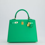 *HOT* Hermes Kelly Sellier 25cm Bag in Vert Comics Epsom Leather and Gold Hardware