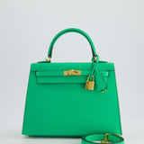 *HOT* Hermes Kelly Sellier 25cm Bag in Vert Comics Epsom Leather and Gold Hardware