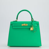 *HOT* Hermes Kelly Sellier 25cm Bag in Vert Comics Epsom Leather and Gold Hardware