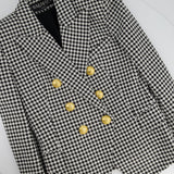 Balmain Black and White Houndstooth Blazer Jacket with Gold Button Details Size FR 38 (UK 10)