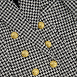 Balmain Black and White Houndstooth Blazer Jacket with Gold Button Details Size FR 38 (UK 10)