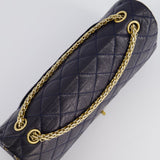 Chanel Navy Medium Reissue 2.55 Double Flap Bag in Quilted Crumpled Lambskin with Gold Hardware