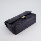 Chanel Navy Medium Reissue 2.55 Double Flap Bag in Quilted Crumpled Lambskin with Gold Hardware