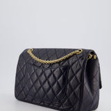 Chanel Navy Medium Reissue 2.55 Double Flap Bag in Quilted Crumpled Lambskin with Gold Hardware