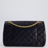 Chanel Navy Medium Reissue 2.55 Double Flap Bag in Quilted Crumpled Lambskin with Gold Hardware