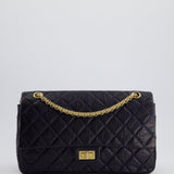 Chanel Navy Medium Reissue 2.55 Double Flap Bag in Quilted Crumpled Lambskin with Gold Hardware