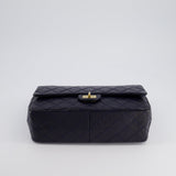 Chanel Navy Medium Reissue 2.55 Double Flap Bag in Quilted Crumpled Lambskin with Gold Hardware