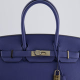 Hermès Birkin 30cm Retourne Bag in Bleu Brighton Togo Leather With Palladium Hardware