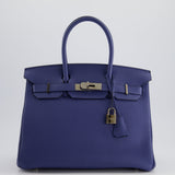 Hermès Birkin 30cm Retourne Bag in Bleu Brighton Togo Leather With Palladium Hardware