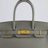 Hermès Birkin 30cm Retourne Bag in Gris Mourette Togo Leather With Gold Hardware