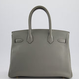 Hermès Birkin 30cm Retourne Bag in Gris Mourette Togo Leather With Gold Hardware