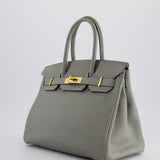 Hermès Birkin 30cm Retourne Bag in Gris Mourette Togo Leather With Gold Hardware