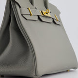 Hermès Birkin 30cm Retourne Bag in Gris Mourette Togo Leather With Gold Hardware