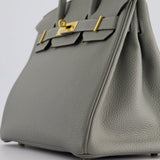 Hermès Birkin 30cm Retourne Bag in Gris Mourette Togo Leather With Gold Hardware