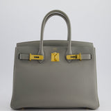 Hermès Birkin 30cm Retourne Bag in Gris Mourette Togo Leather With Gold Hardware