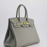 Hermès Birkin 30cm Retourne Bag in Gris Mourette Togo Leather With Gold Hardware