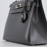 Hermès Vintage Kelly 28cm Bag in Graphite Box Leather with Palladium Hardware