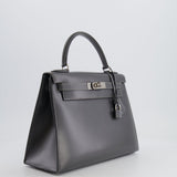 Hermès Vintage Kelly 28cm Bag in Graphite Box Leather with Palladium Hardware