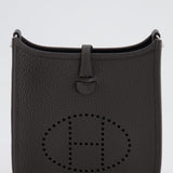 Hermès Mini Evelyne Bag in Dark Bronze Clemence Leather with Palladium Hardware