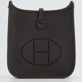 Hermès Mini Evelyne Bag in Dark Bronze Clemence Leather with Palladium Hardware