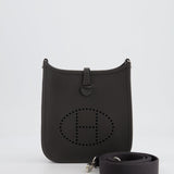 Hermès Mini Evelyne Bag in Dark Bronze Clemence Leather with Palladium Hardware