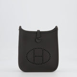 Hermès Mini Evelyne Bag in Dark Bronze Clemence Leather with Palladium Hardware