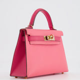 Hermès Mini Kelly II 20cm Bag HSS in Rose Azalee and Rose Mexico Epsom Leather with Permabrass Hardware